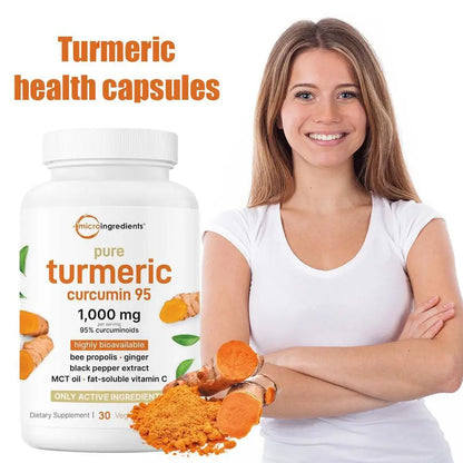 Turmeric Curcumin Capsules with Black Pepper Supports Joint Health and Flexibility Dietary Supplement Vegetarian