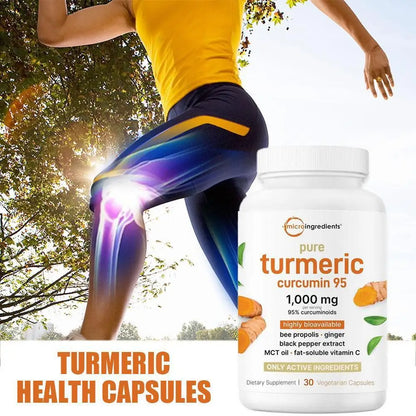Turmeric Curcumin Capsules with Black Pepper Supports Joint Health and Flexibility Dietary Supplement Vegetarian