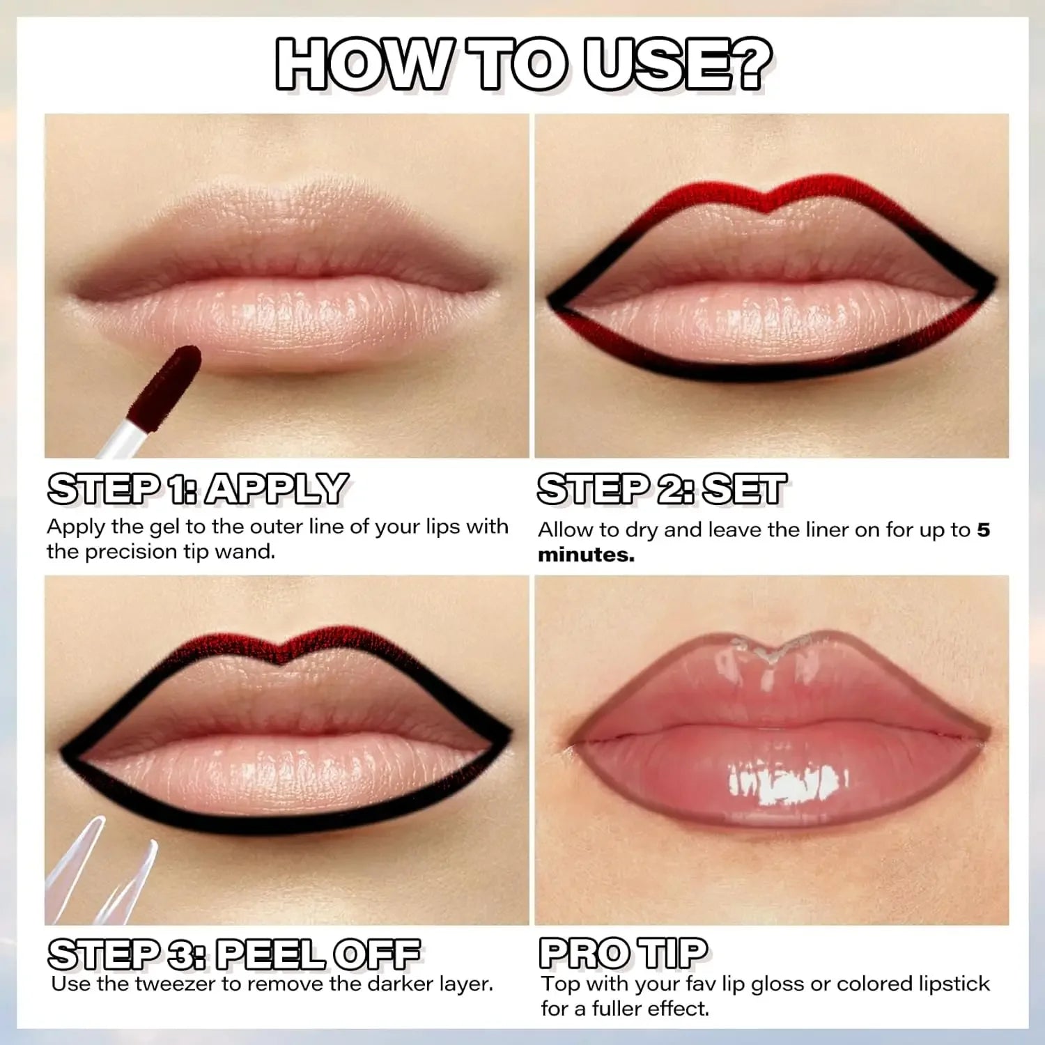 Highly Pigmented Lip Liner Tattoo Matte Peel off Enhance Lips Lip Liner Lasting Lip Stain Waterproof Transfer-Proof Lipstick