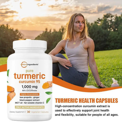 Turmeric Curcumin Capsules with Black Pepper Supports Joint Health and Flexibility Dietary Supplement Vegetarian